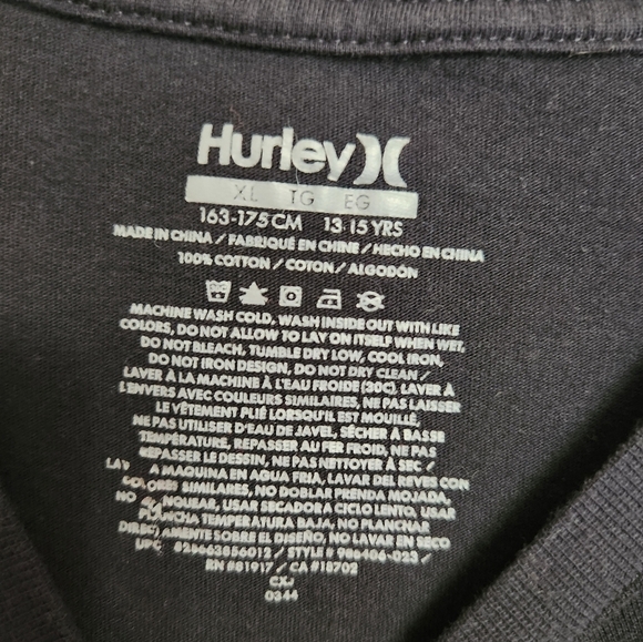 Boys black Hurley long sleeve shirt size XL‎ - Picture 3 of 5